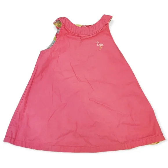 GYMBOREE | Baby's tropical floral and hot pink reversible dress. Size 6-12M. - Picture 3 of 7